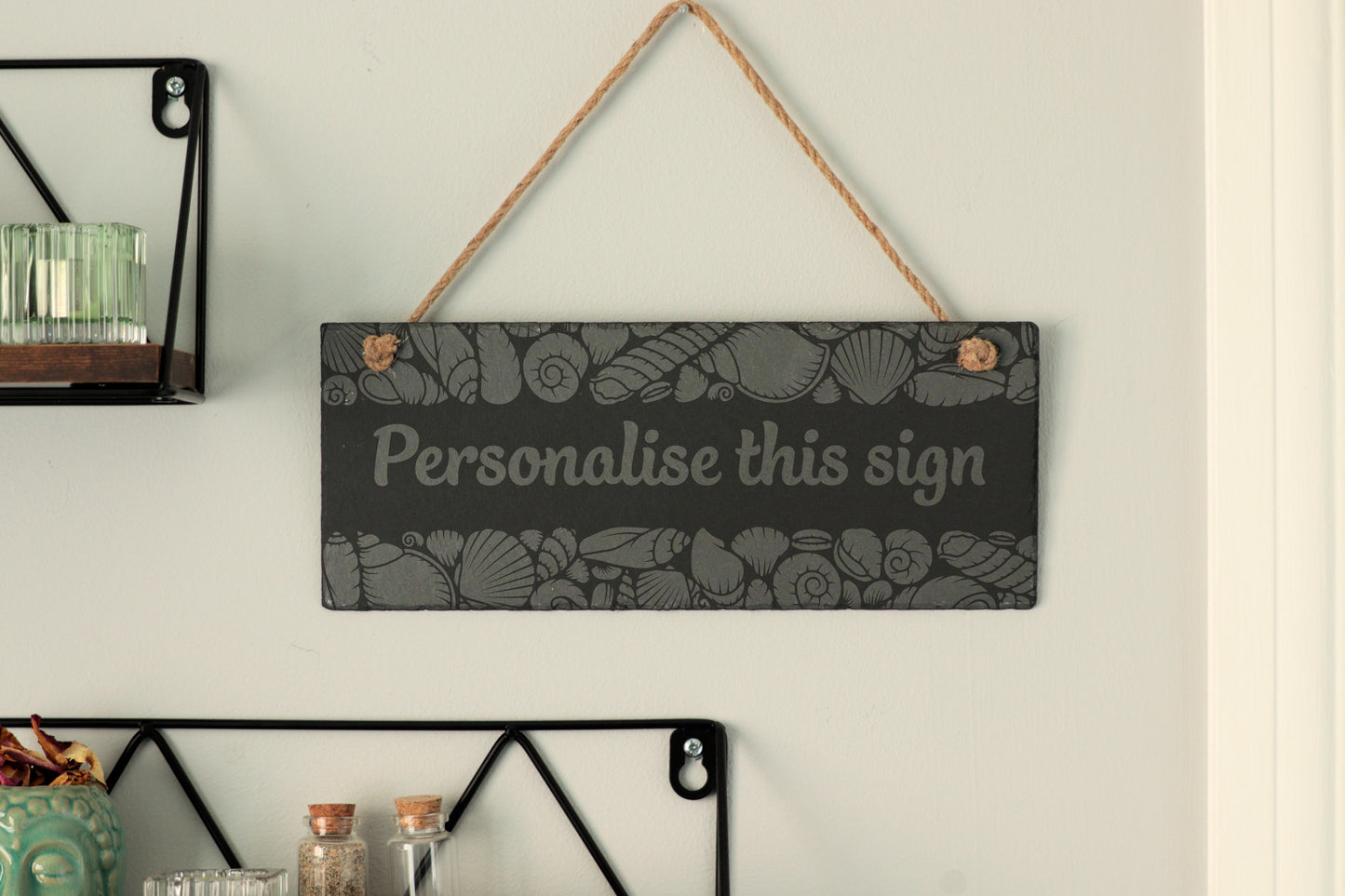 Personalised Seashell Slate Sign - 30cm x 12cm